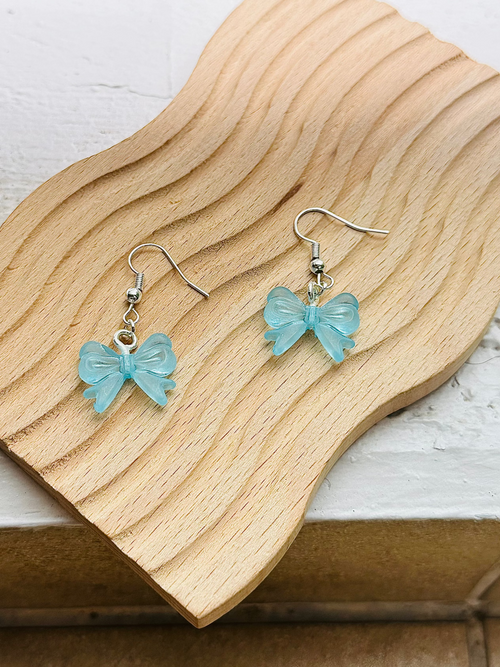 Blue Bow Earrings